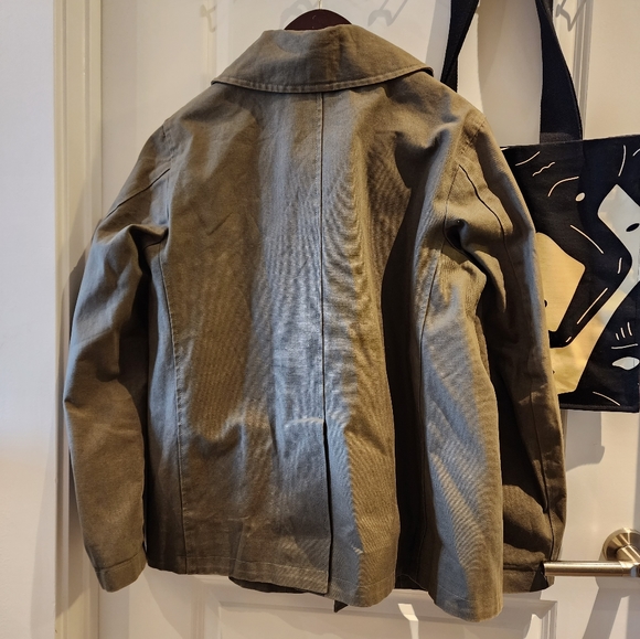 Golden Bear x Unionmade Canvas Military Jacket Shawl Collar Peacoat - Picture 3 of 7